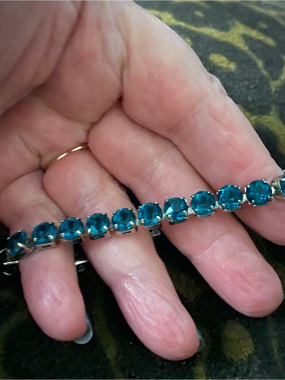 Teal Crystal Tennis Bracelet - Women Jewelry great condition